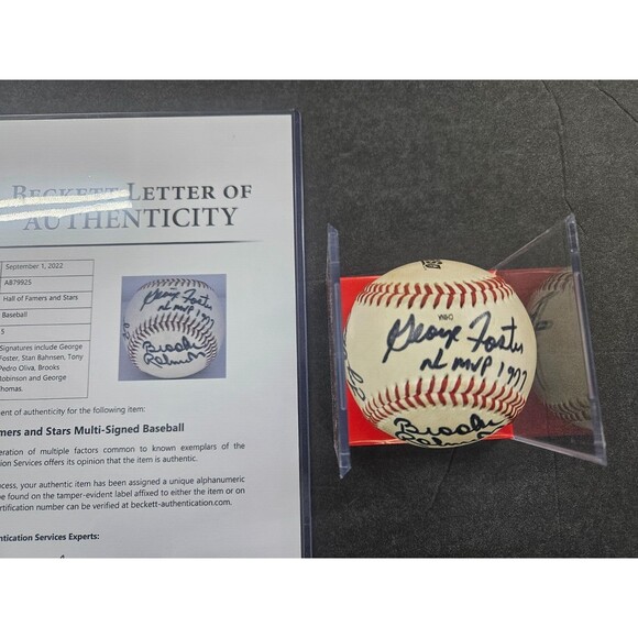 George Foster, Tony Oliva, Brooks Robinson, George Thomas -Signed Baseball - BAS - Picture 2 of 10